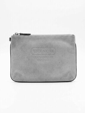 Coach Gray Leather Zip Pouch